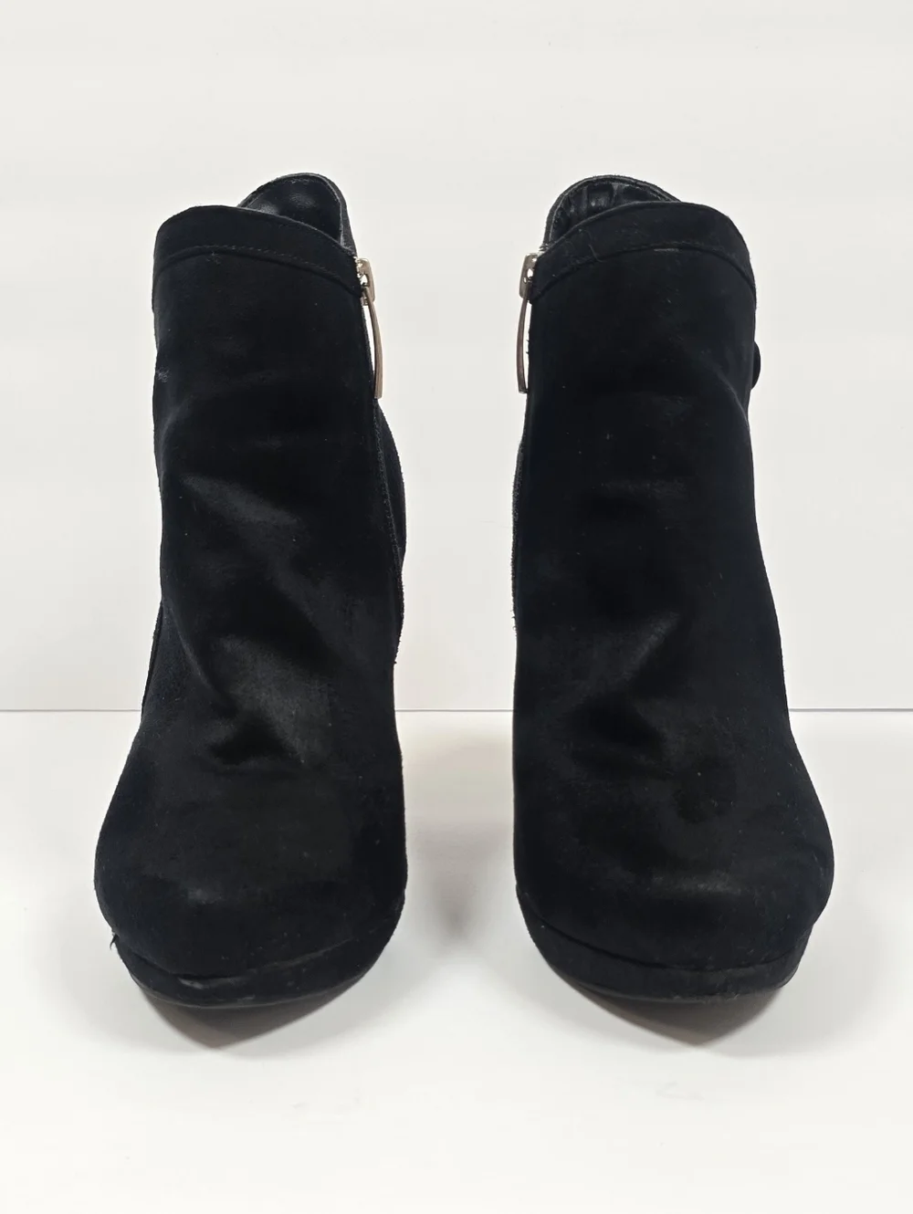 Limelight Black Suede Platform Stiletto Ankle Boots Side Zip Heeled Booties 38